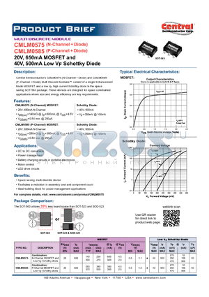 CMLM0575 datasheet - SURFACE MOUNT SILICON N-CHANNEL MOSFET AND LOW VF SCHOTTKY DIODE