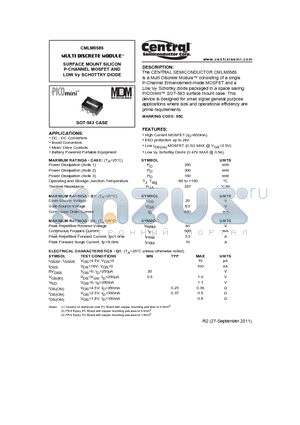 CMLM0585 datasheet - SURFACE MOUNT SILICON P-CHANNEL MOSFET AND LOW VF SCHOTTKY DIODE