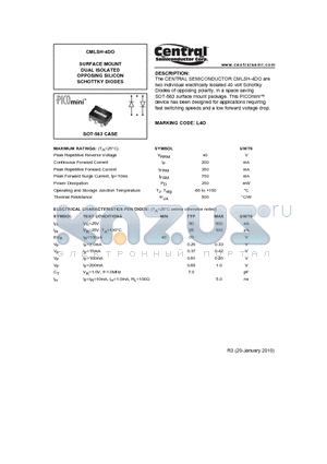 CMLSH-4DO_10 datasheet - SURFACE MOUNT DUAL ISOLATED OPPOSING SILICON SCHOTTKY DIODES