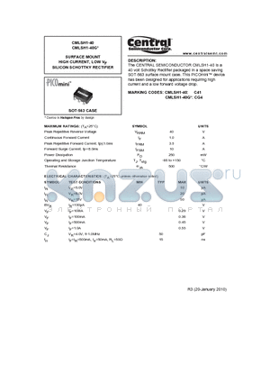 CMLSH1-40 datasheet - SURFACE MOUNT HIGH CURRENT, LOW VF SILICON SCHOTTKY RECTIFIER