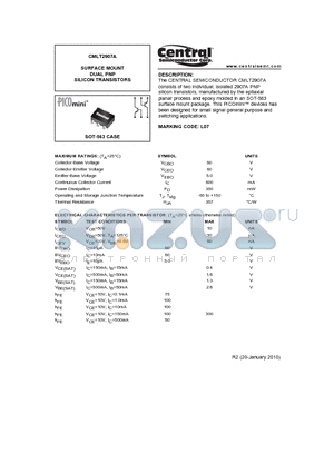 CMLT2907A_10 datasheet - SURFACE MOUNT DUAL PNP SILICON TRANSISTORS