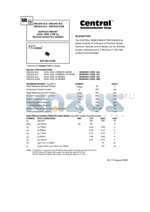 CMLSH2-4LSB datasheet - SURFACE MOUNT DUAL PAIR, LOW VF SILICON SCHOTTKY DIODES