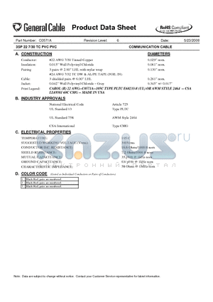 C0571A datasheet - COMMUNICATION CABLE