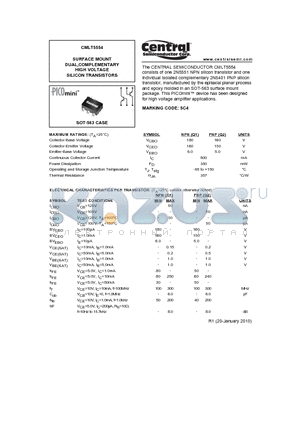 CMLT5554_10 datasheet - SURFACE MOUNT DUAL,COMPLEMENTARY HIGH VOLTAGE SILICON TRANSISTORS