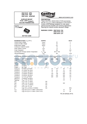 CMLT7410 datasheet - SURFACE MOUNT DUAL LOW VCE(SAT) SILICON TRANSISTORS