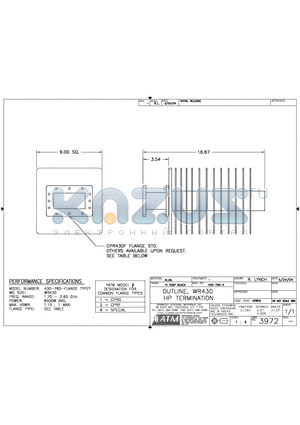 430-760-C3 datasheet - OUTLINE, WR430 HP TERMINATION