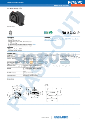 4300.0251 datasheet - IEC Appliance Plug F, 70`C