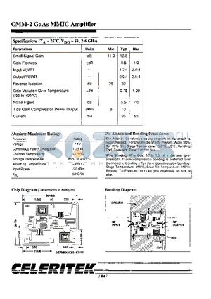 CMM-2 datasheet - 2.0 TO 6.0 GHz GaAs MMIC AMPLIFIER