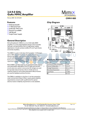 CMM-9-BD datasheet - GaAs MMIC Amplifier