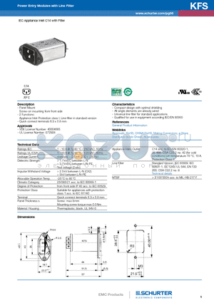 4300.5054 datasheet - IEC Appliance Inlet C14 with Filter