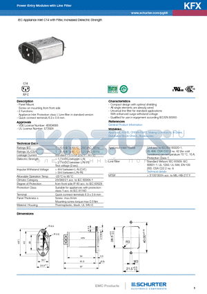 4300.5063 datasheet - IEC Appliance Inlet C14 with Filter, Increased Dielectric Strength