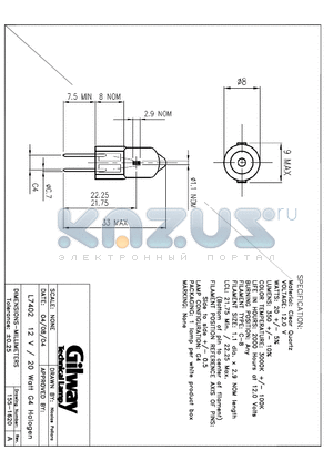 155-1620 datasheet - L7402 12V / 20 Watt G4 Halogen