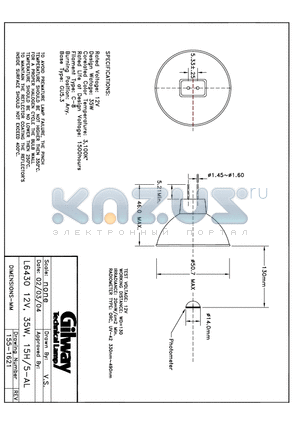 155-1621 datasheet - L6430 12V, 35W, 15H/5-AL