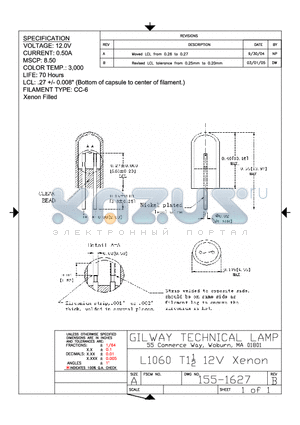 155-1627 datasheet - L1060 T1*1/2 12V Xenon