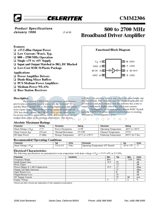 CMM2306-AJ datasheet - Broadband Driver Amplifier