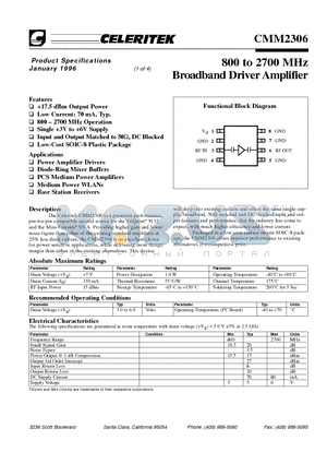 CMM2306-AJ-000T datasheet - Broadband Driver Amplifier