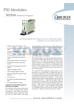 3030A datasheet - Wideband RF Digitizer