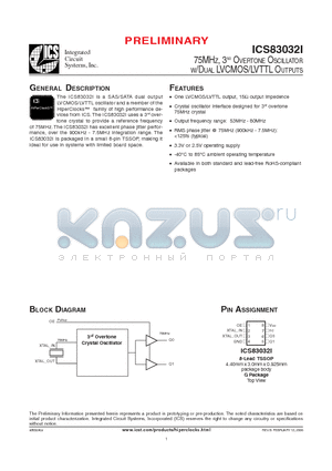 303AI datasheet - 75MHZ, 3-RD OVERTONE OSCILLATOR W/DUAL LVCMOS/LVTTL OUTPUTS