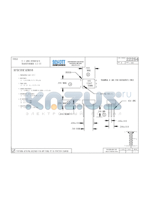 22264 datasheet - T-1 LINE INTERFACE TRANSFORMER 1:2 CT