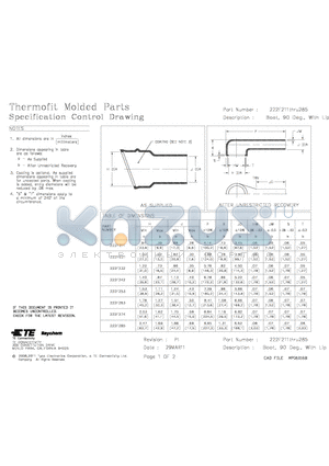 222F211 datasheet - Thermofit Molded Parts Specification Control Drawing
