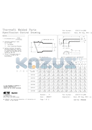 222F263 datasheet - Thermofit Molded Parts Specification Control Drawing