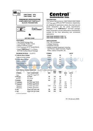 CMNT3906E datasheet - COMPLEMENTARY FEMTOminiTM SILICON TRANSISTORS
