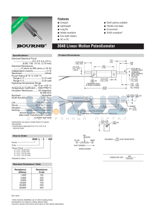 3048L-2-503 datasheet - Linear Motion Potentiometer