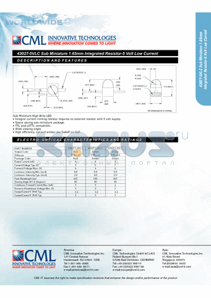 4302T-5VLC datasheet - Sub Miniature 1.65mm Integrated Resistor-5 Volt Low Current