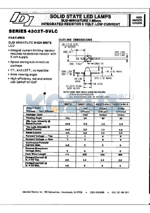 4302T1-5VCL datasheet - SOLID STATE LED LAMPS