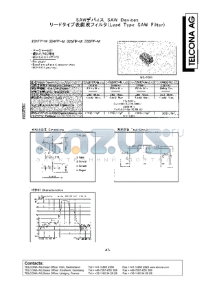 304FP-M datasheet - SAW Devices (Lead Type SAW Filter)