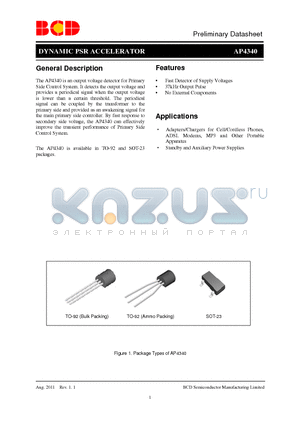 AP4340 datasheet - DYNAMIC PSR ACCELERATOR Fast Detector of Supply Voltages