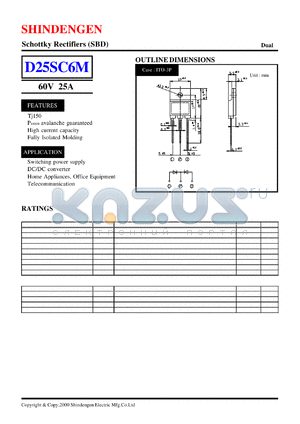 D25SC6M datasheet - Schottky Rectifiers (SBD)  (60V 25A)