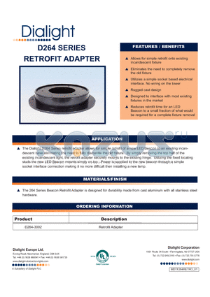 D264-3002 datasheet - RETROFIT ADAPTER