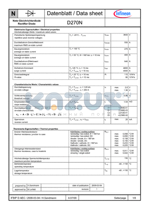 D270N datasheet - Netz-Gleichrichterdiode Rectifier Diode