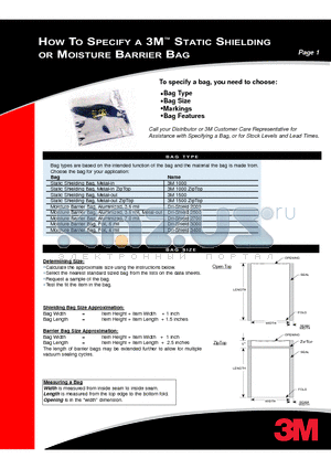D2746 datasheet - How To Specify a 3M Static Shielding or Moist ure Barrier Bag