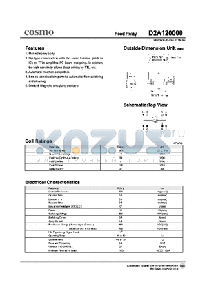 D2A120000 datasheet - REED RELAY