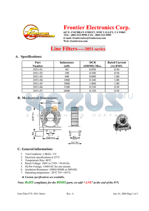 3051-01 datasheet - Line Filters