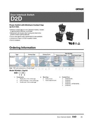 D2D-1002 datasheet - Door Interlock Switch