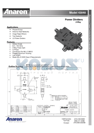 43040 datasheet - Power Dividers