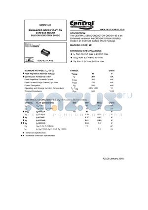 CMOSH-4E_10 datasheet - ENHANCED SPECIFICATION SURFACE MOUNT SILICON SCHOTTKY DIODE