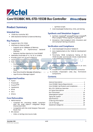 1553BBC-AN datasheet - Core1553BBC MIL-STD-1553B Bus Controller