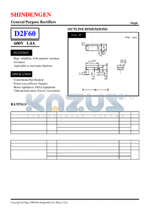 D2F60 datasheet - General Purpose Rectifiers(600V 1.4A)