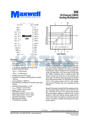 306RPFS datasheet - 16-Channel CMOS Analog Multiplexer