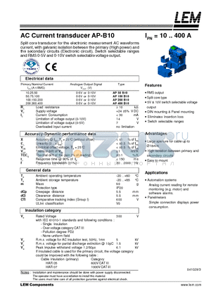 AP50B10 datasheet - AC Current transducer