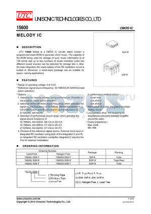 15600L-D08-T datasheet - MELODY IC