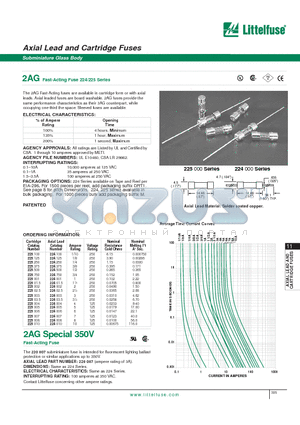 224 datasheet - Axial Lead and Cartridge Fuses - Subminiature Glass Body