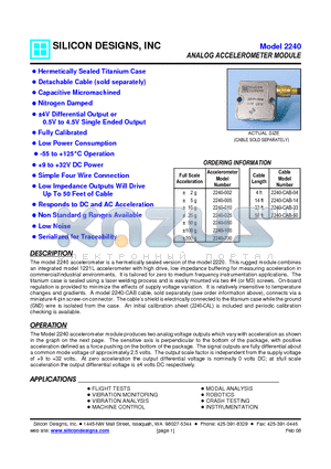 2240-010 datasheet - ANALOG ACCELEROMETER MODULE