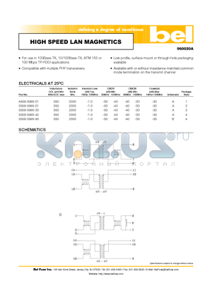 A558-5999-01 datasheet - HIGH SPEED LAN MAGNETICS