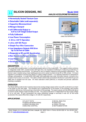 2240-CAB-50 datasheet - ANALOG ACCELEROMETER MODULE