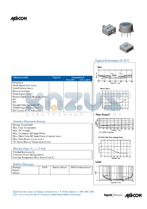 A58 datasheet - 5 TO 500 MHz CASCADABLE AMPLIFIER